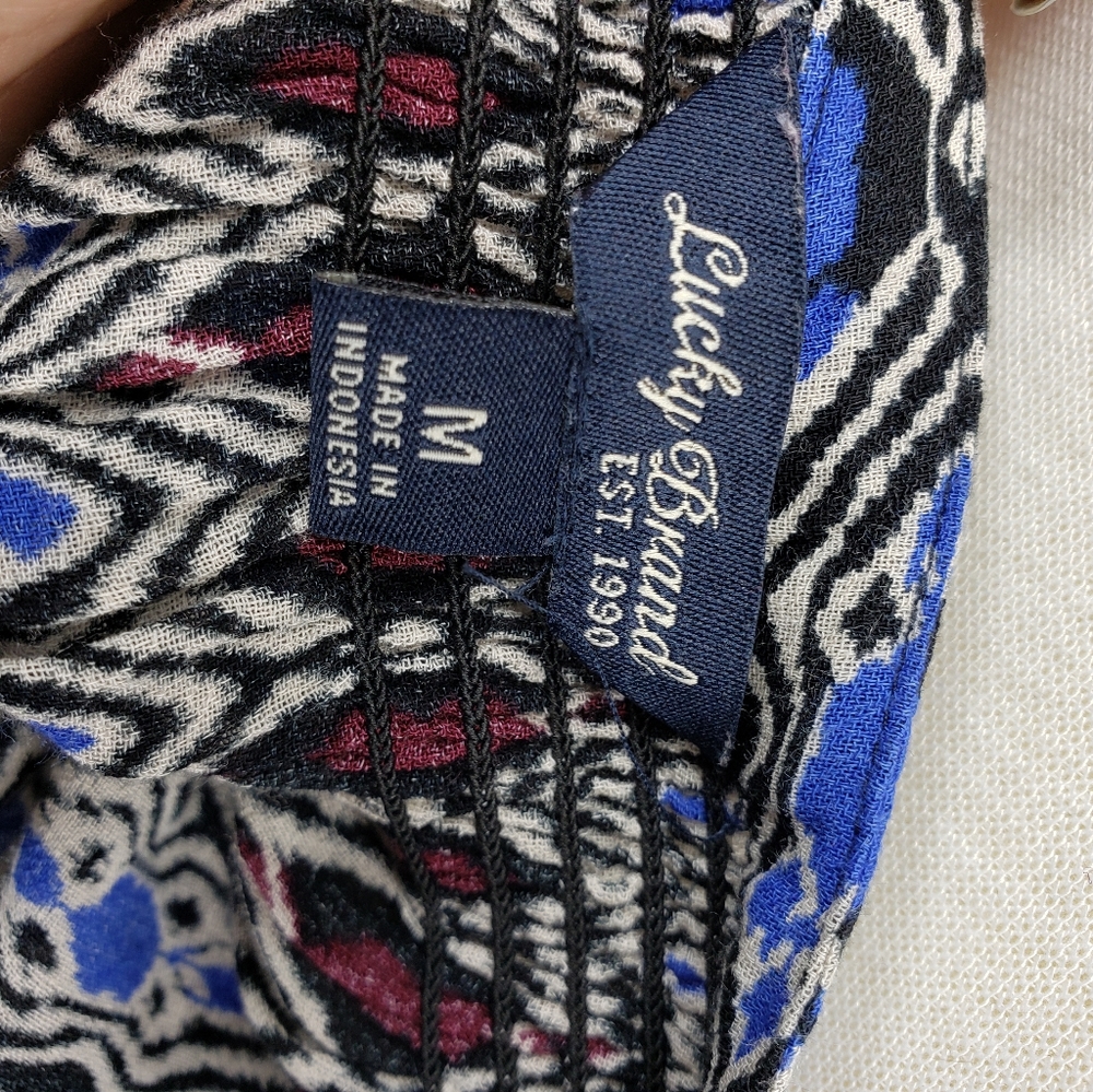 Lucky Brand Ikat Boho Printed Peasant Blouse - Picture 4 of 8